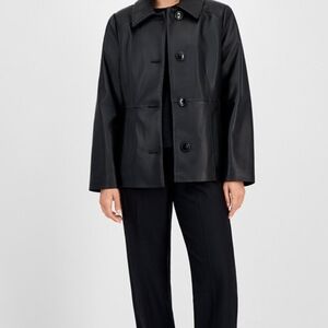 Anne Klein Women’s Genuine Leather Jacket – Petite Large